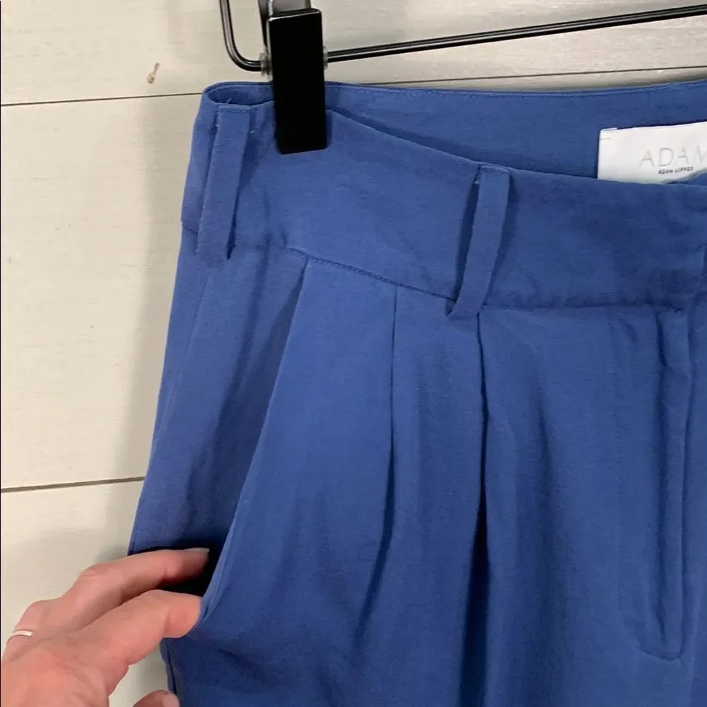 ADAM Lippes 100% silk Navy Blue Women's pleated front Shorts woman size 4